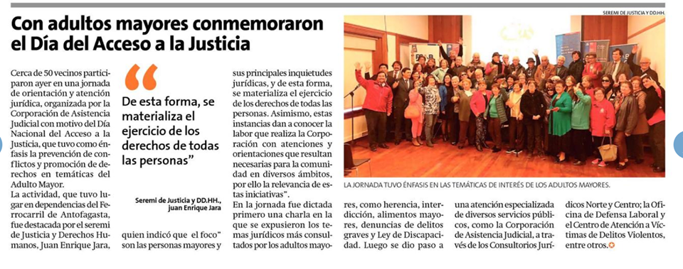 Día Nacional del Acceso a la Justicia, Diario La Estrella de Antofagasta