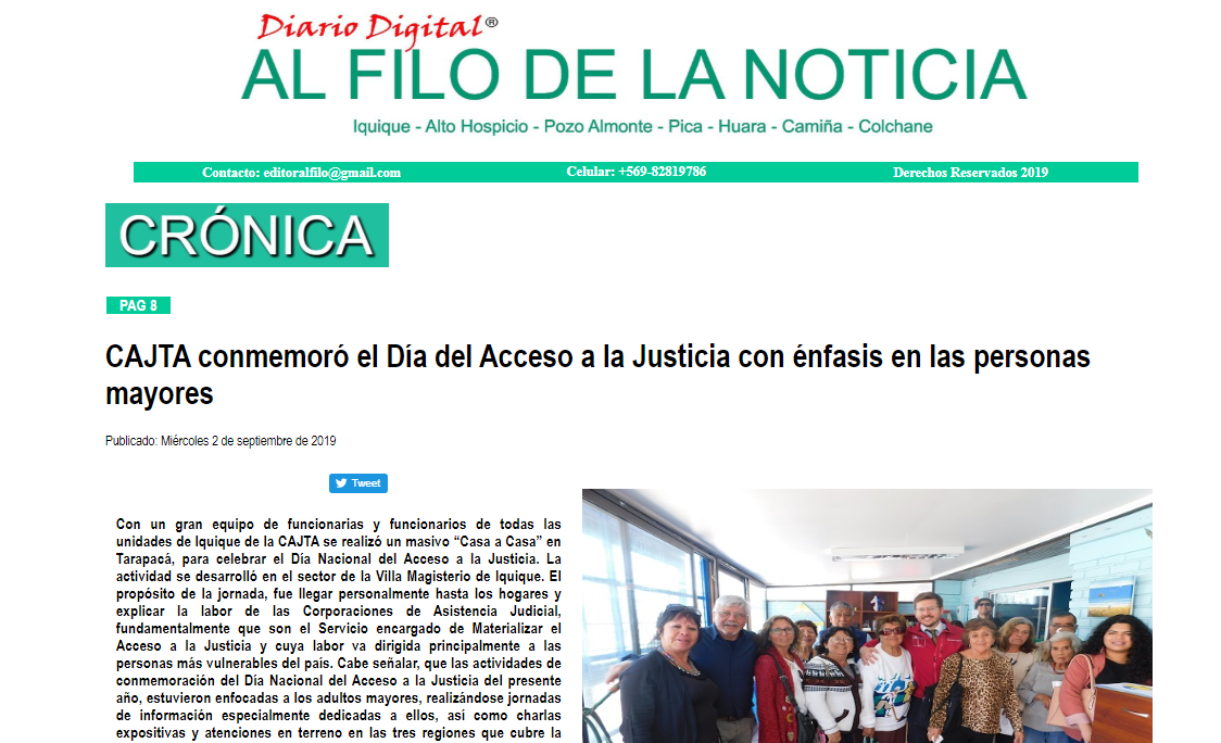 Día Nacional del Acceso a la Justicia, informa diario digital Al Filo de la Noticia.