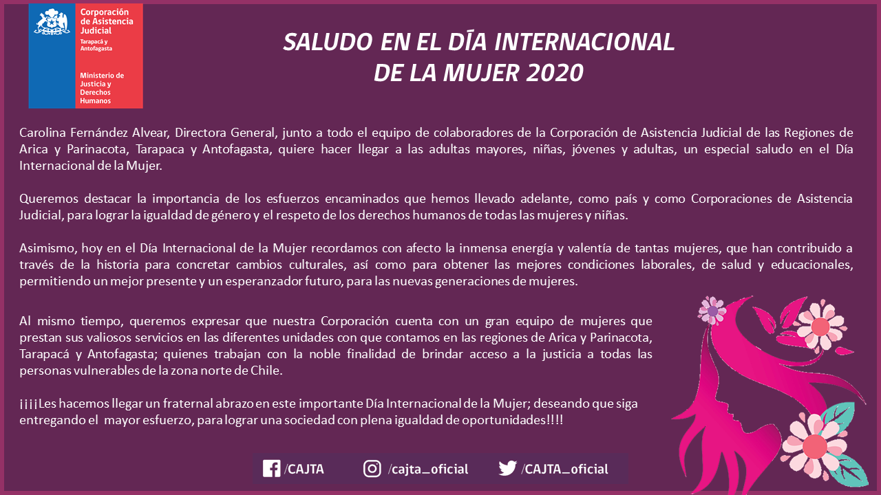 Saludo en el Día Internacional de la Mujer