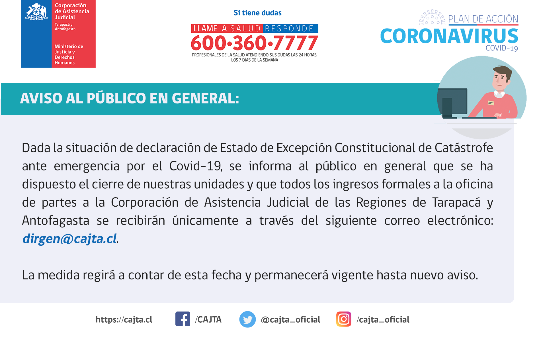 Aviso al público en general