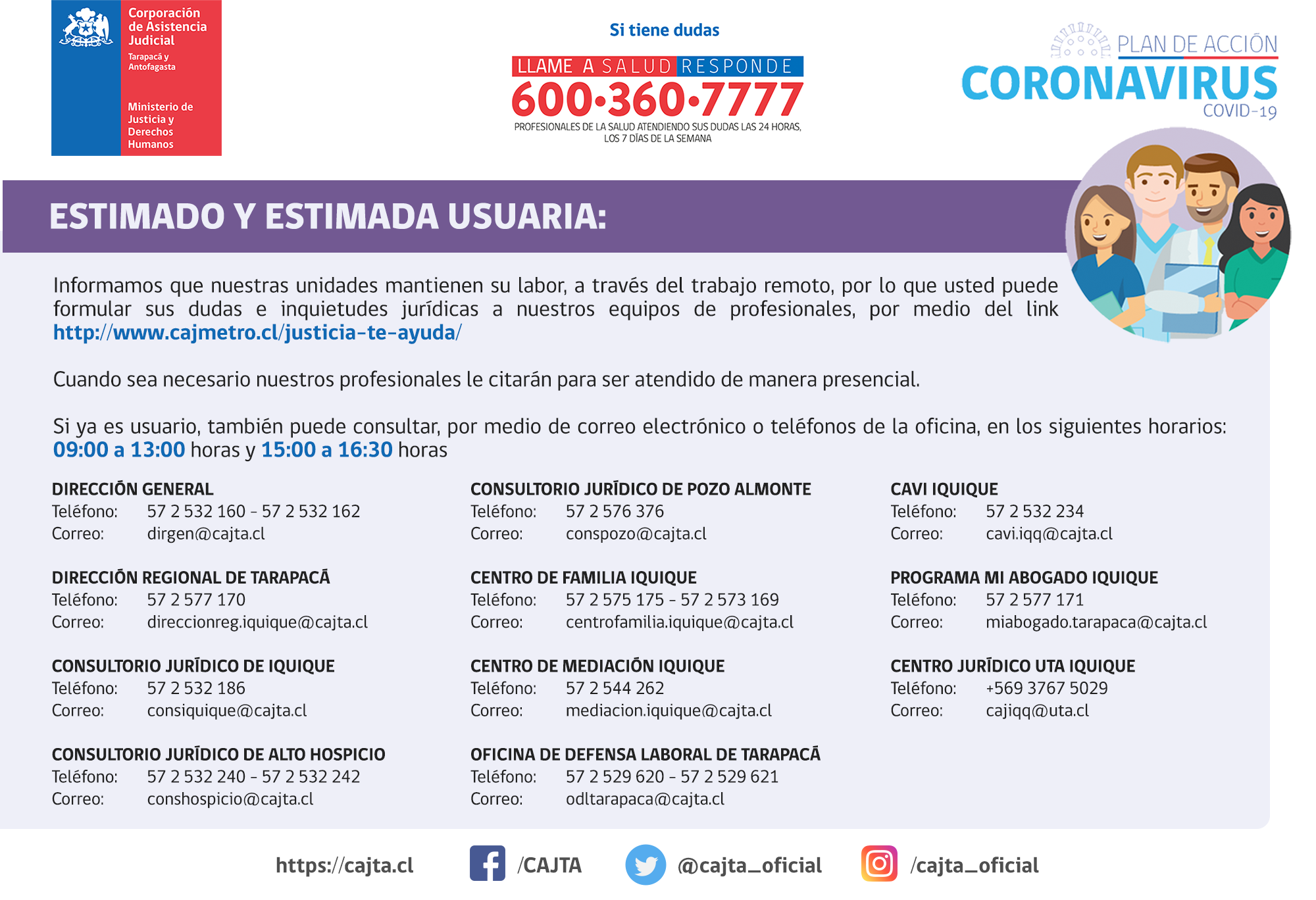 Información importante para la Región de Tarapacá