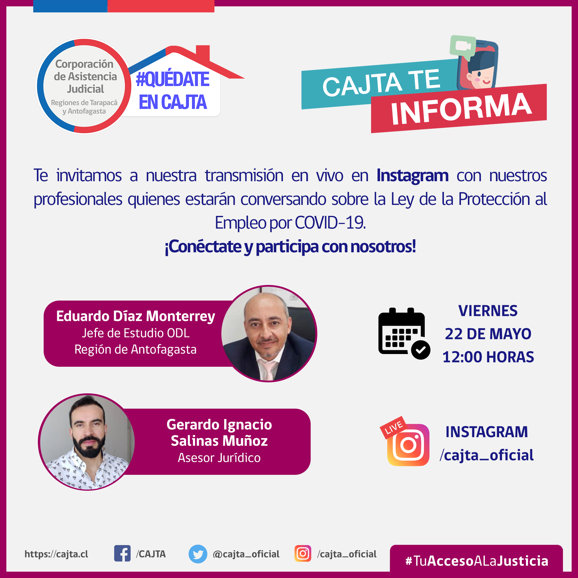 Te invitamos a nuestra transmisión en vivo por Instagram