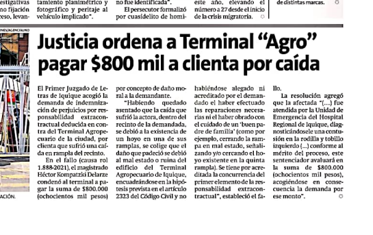 Consultorio Jurídico Iquique obtiene indemnización por 800 mil a favor de usuaria
