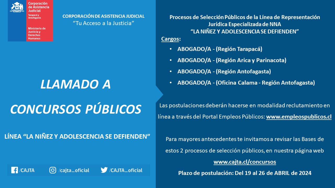 LLAMADO A CONCURSOS PÚBLICOS DE ABOGADO/AS