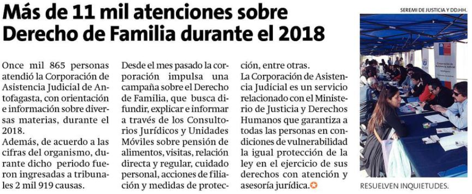 Publicación en diario la Estrella Antofagasta