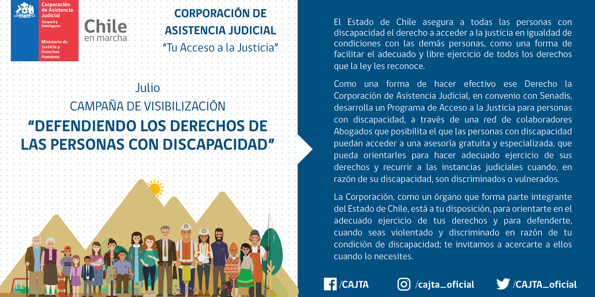 Campaña en el mes de julio, "Defendiendo los Derechos de las Personas con Discapacidad"